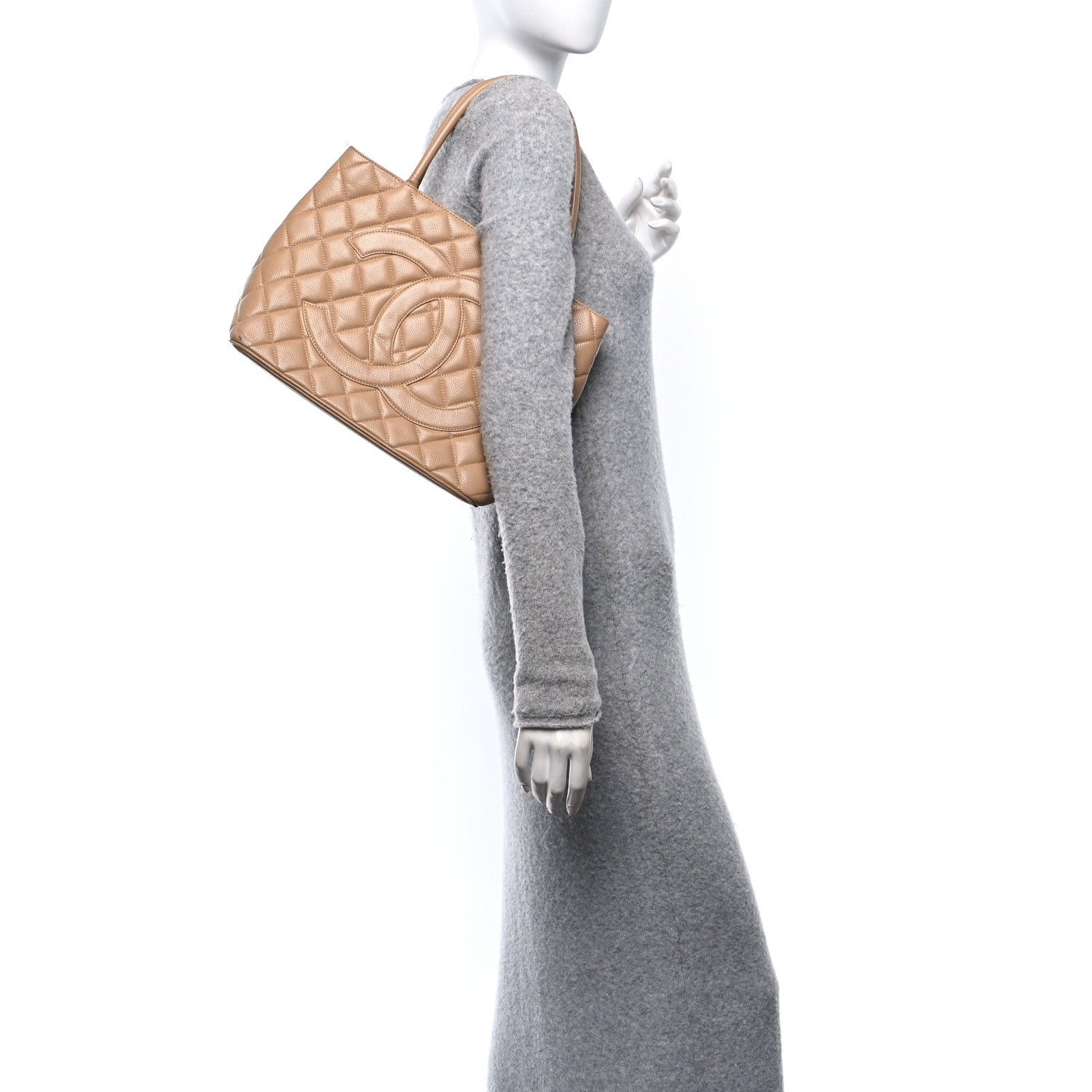 Chanel Caviar Quilted Medallion Tote Beige 2 of 13