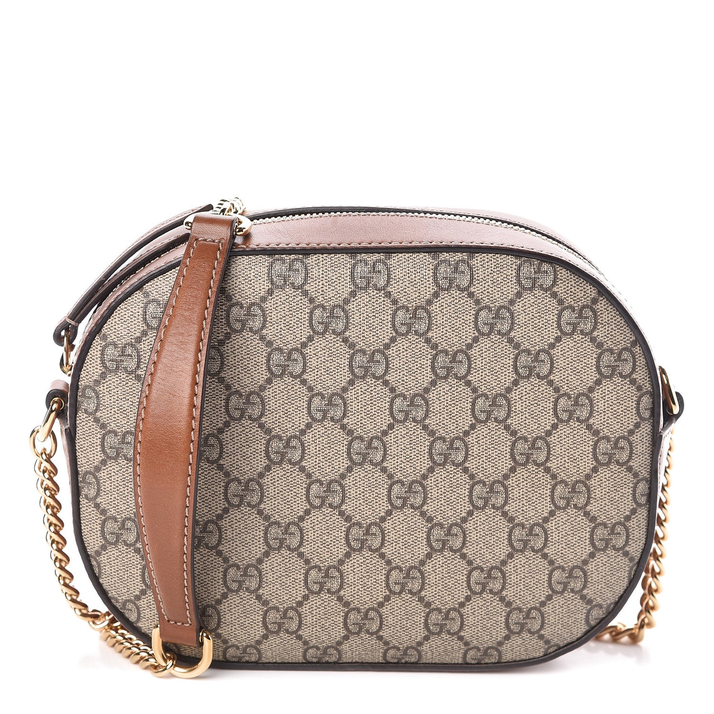 GG Supreme Monogram Cuoio Toscano Mini Chain Shoulder Bag Beige Ebony Cuir