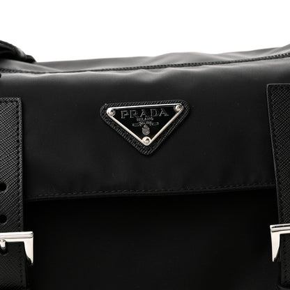 Prada Re-Nylon Vela Saffiano Pocket Double Buckle Messenger Shoulder Bag Black 6 of 8