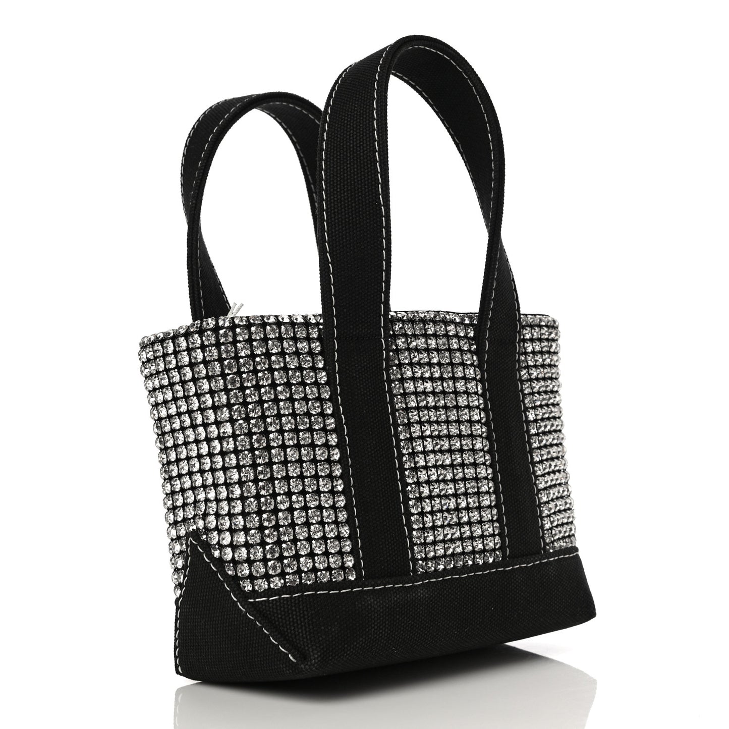 Mesh Crystal Rhinestone Mini Cruiser Tote Black Silver