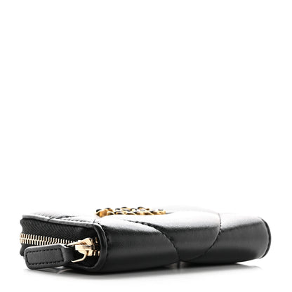 Chanel Lambskin Quilted Chanel 19 Zip Around Coin Purse Wallet Black 4 of 9