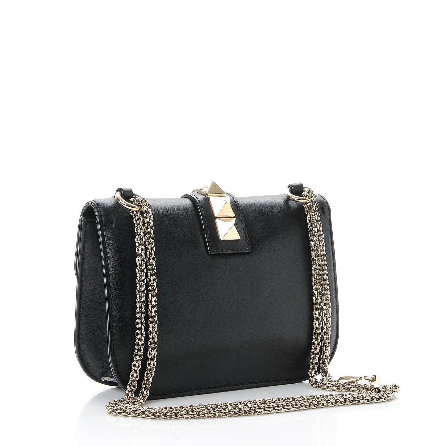 Vitello Small Glam Lock Rockstud Flap Black