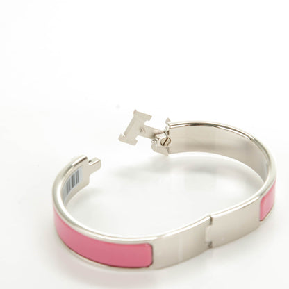 Hermes Enamel Narrow Clic Clac H Bracelet PM Rose Velours White 4 of 4