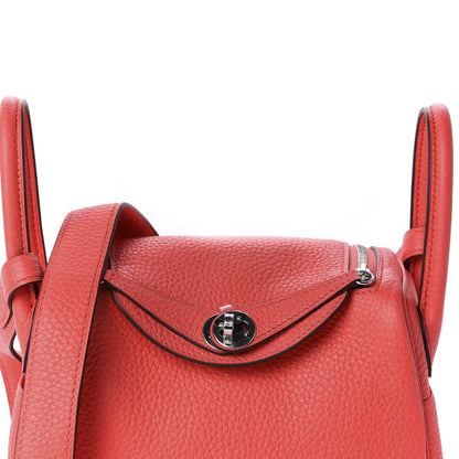 Hermes Taurillon Clemence Mini Lindy 20 Rose Texas 9 of 10