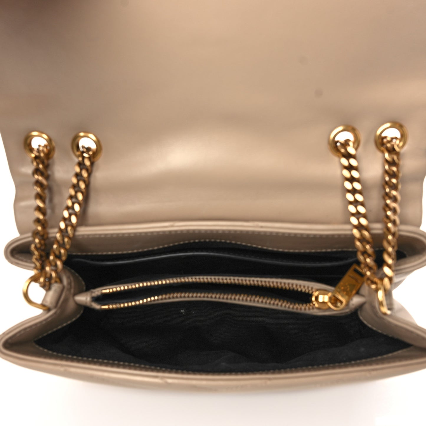 Calfskin Y Quilted Monogram Small Loulou Chain Satchel Dark Beige