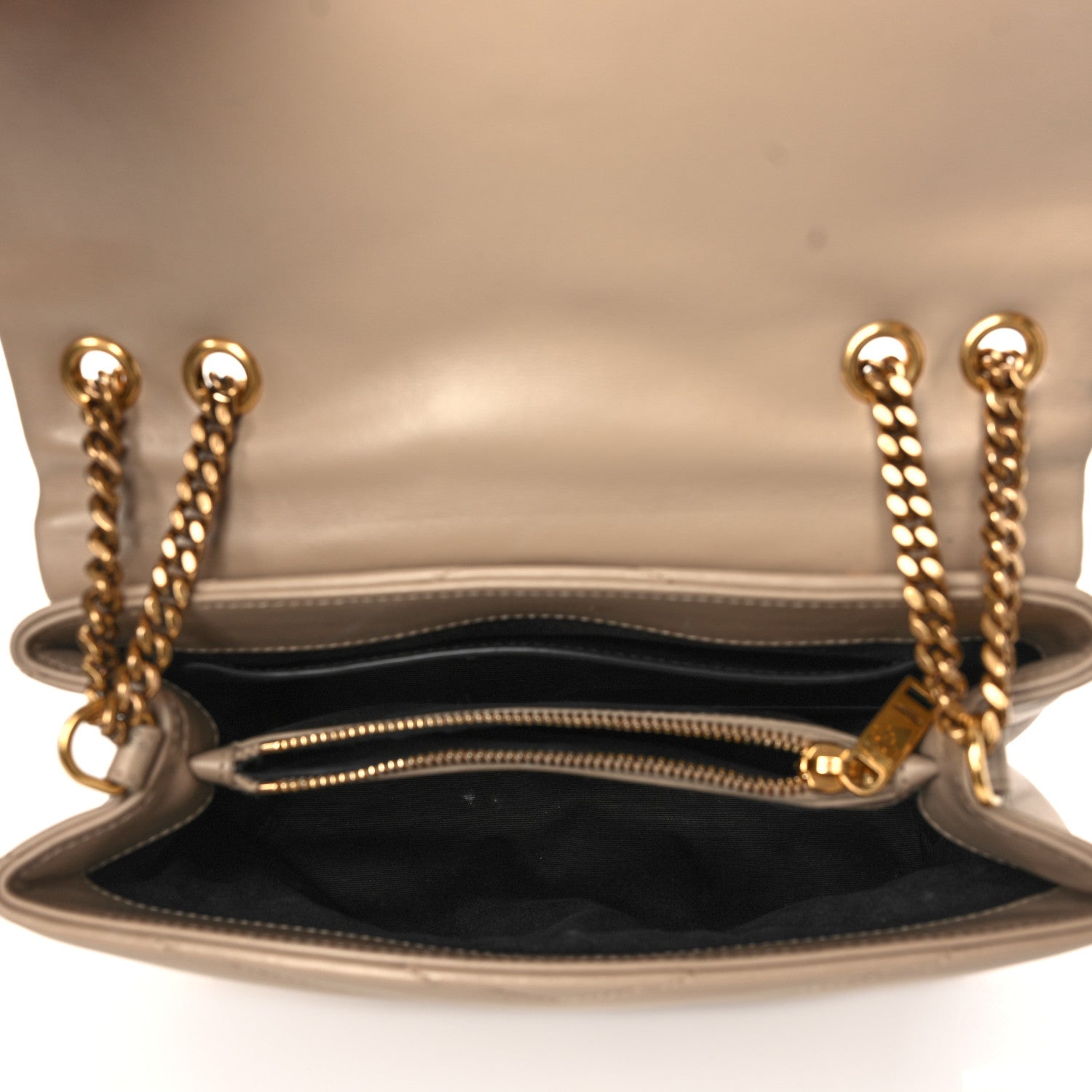 Saint Laurent Calfskin Y Quilted Monogram Small Loulou Chain Satchel Dark Beige 4 of 7