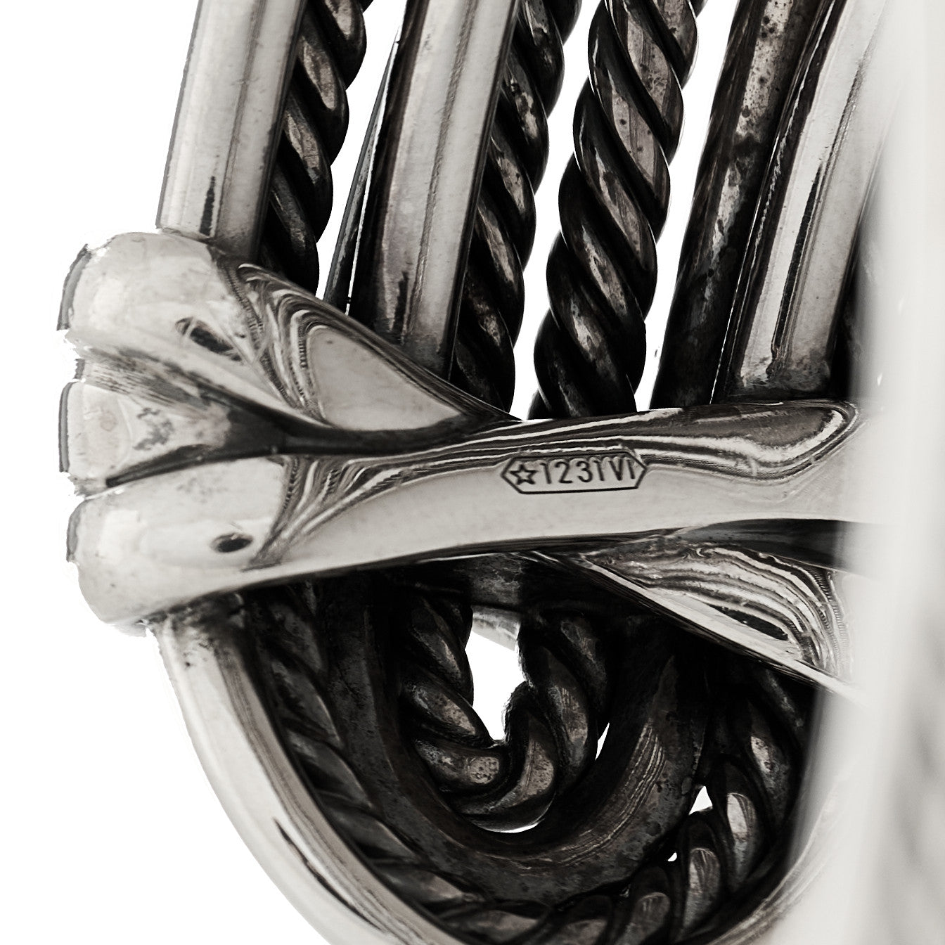 David Yurman Sterling Silver 24mm Crossover Four Row Cuff 3 of 4