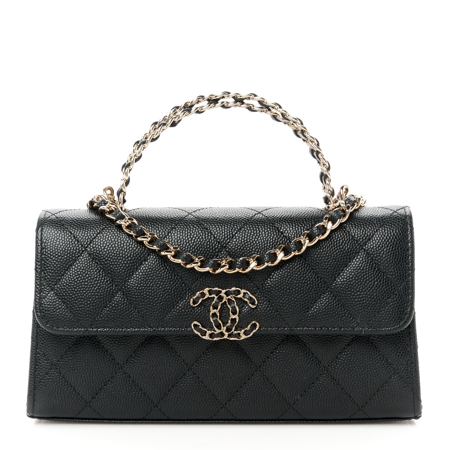 Chanel Caviar Quilted Chain Match Top Handle Phone Holder With Chain Black 1 of 12