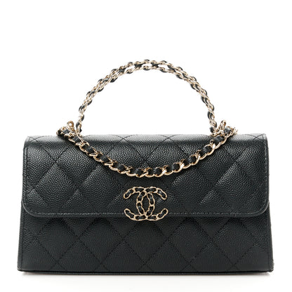 Chanel Caviar Quilted Chain Match Top Handle Phone Holder With Chain Black 1 of 12
