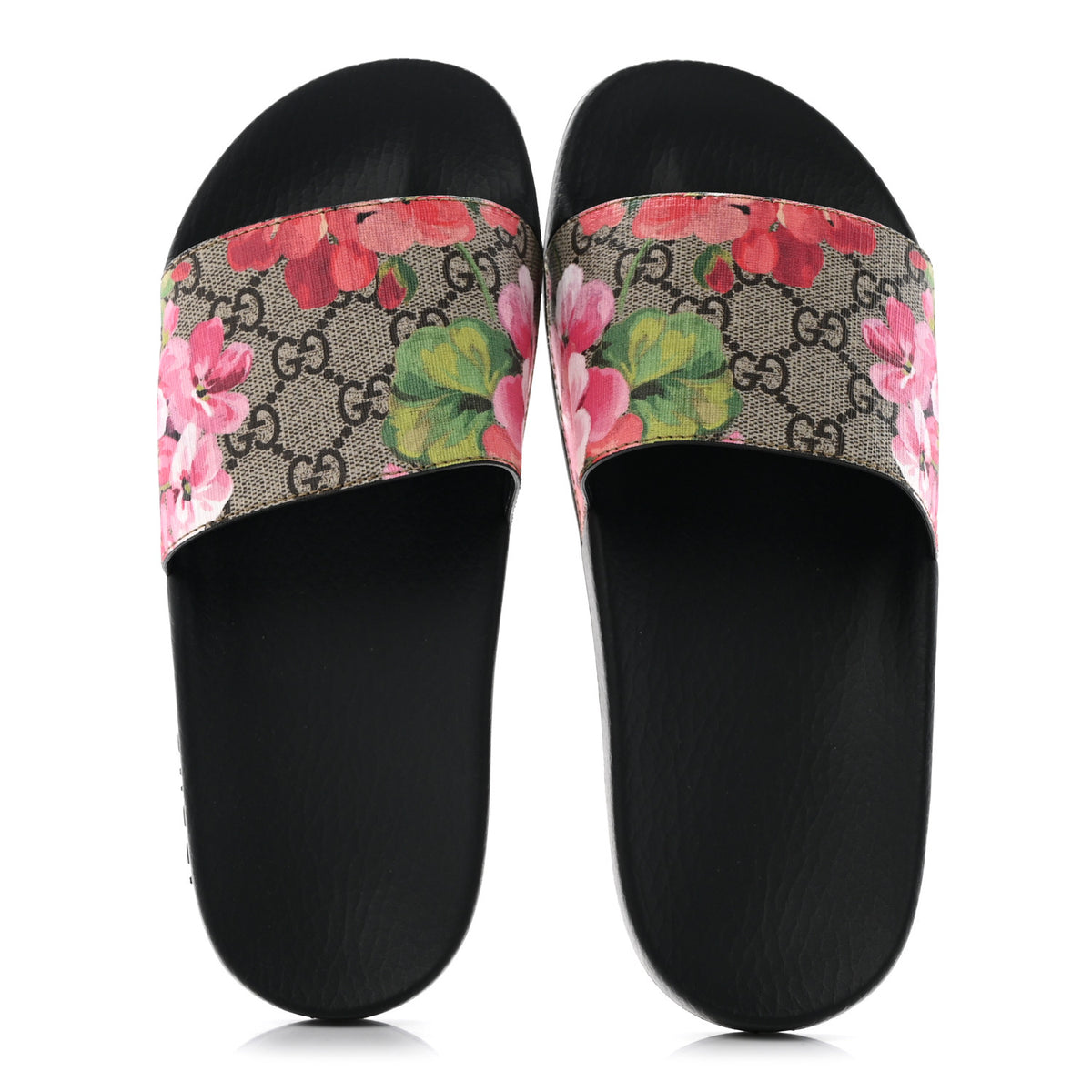 Gucci GG Supreme Monogram Blooms Slide Sandals 37 Beige Multicolor 2 of 9