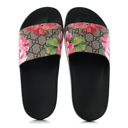 Gucci GG Supreme Monogram Blooms Slide Sandals 37 Beige Multicolor 2 of 9