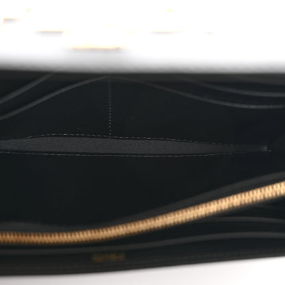Fendi Vitello Kyoto Metal Fendi Roma Logo Chain Continental Wallet Black 4 of 10