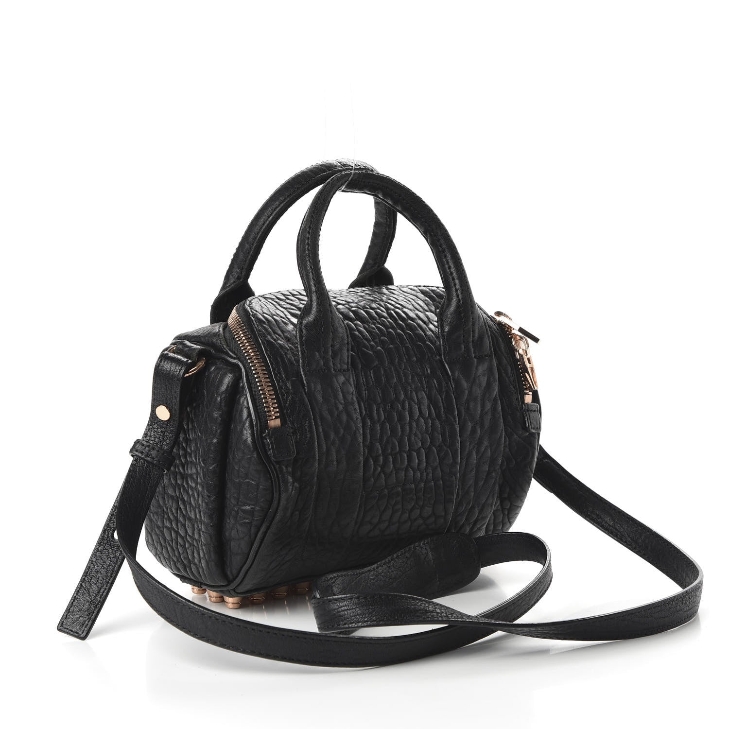 Alexander Wang Pebbled Lambskin Mini Rockie Black Rose Gold Hardware 3 of 10
