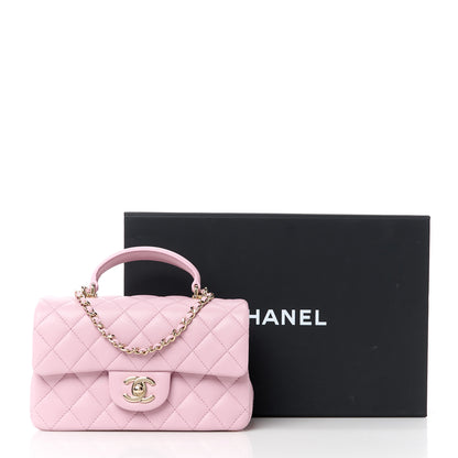 Chanel Lambskin Quilted Mini Top Handle Rectangular Flap Pink 12 of 12