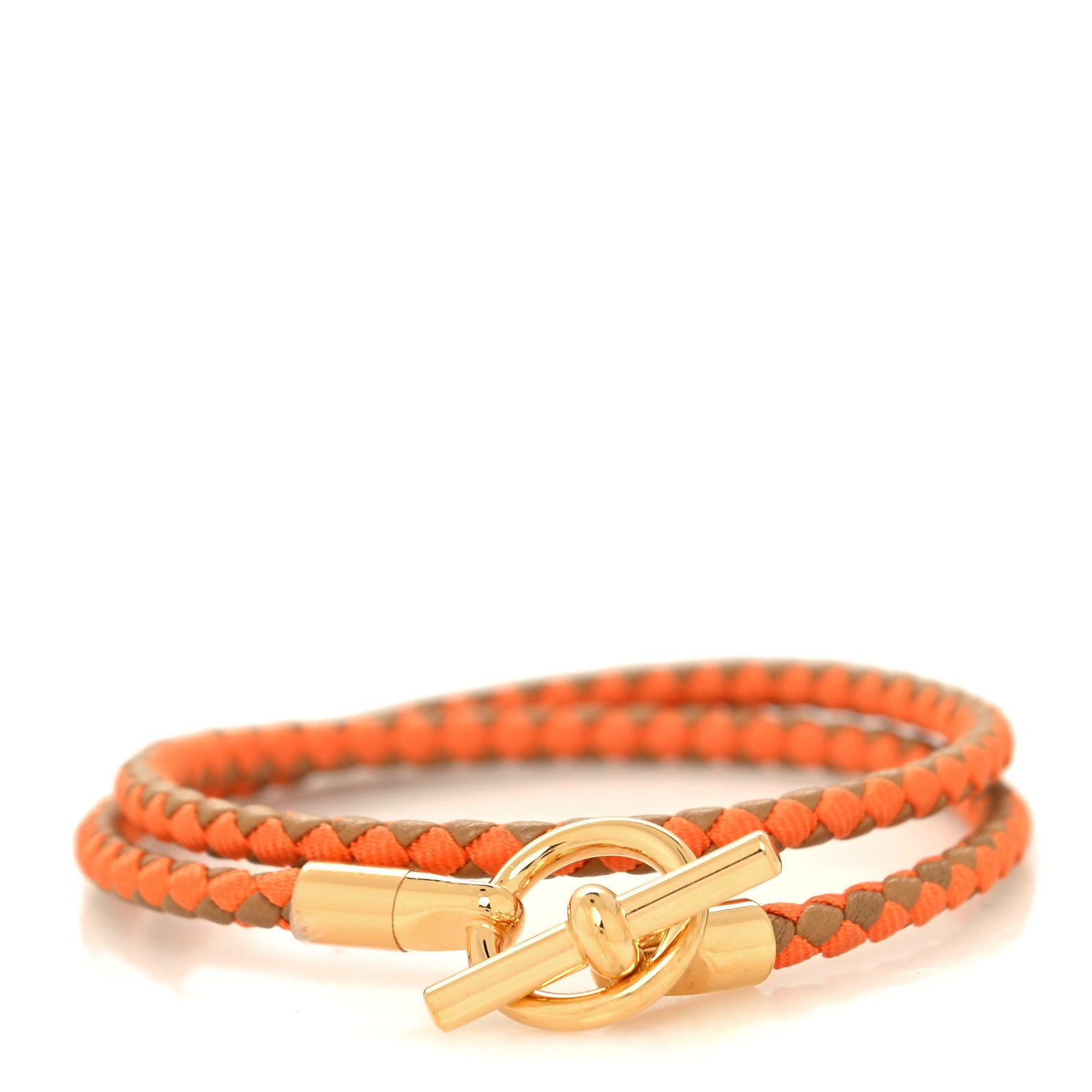 Hermes Swift Silk Braided Glenan Double Tour Bracelet Jaune Ambre Rouge Coquelicot 1 of 5