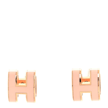Hermes Gold Lacquered Mini Pop H Earrings Rose Dragee 1 of 6