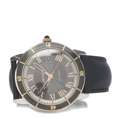 Cartier Stainless Steel 18K Pink Gold Calfskin 42mm Ronde Croisiere De Cartier Automatic Watch Grey 3 of 8