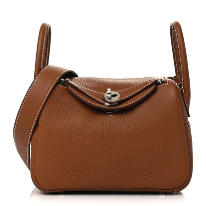 Hermes Taurillon Clemence Mini Lindy 20 Gold 1 of 10
