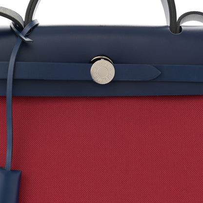 Hermes Military Toile Vache Hunter Herbag Zip 31 PM Rouge Grenat Bleu Saphir 9 of 12