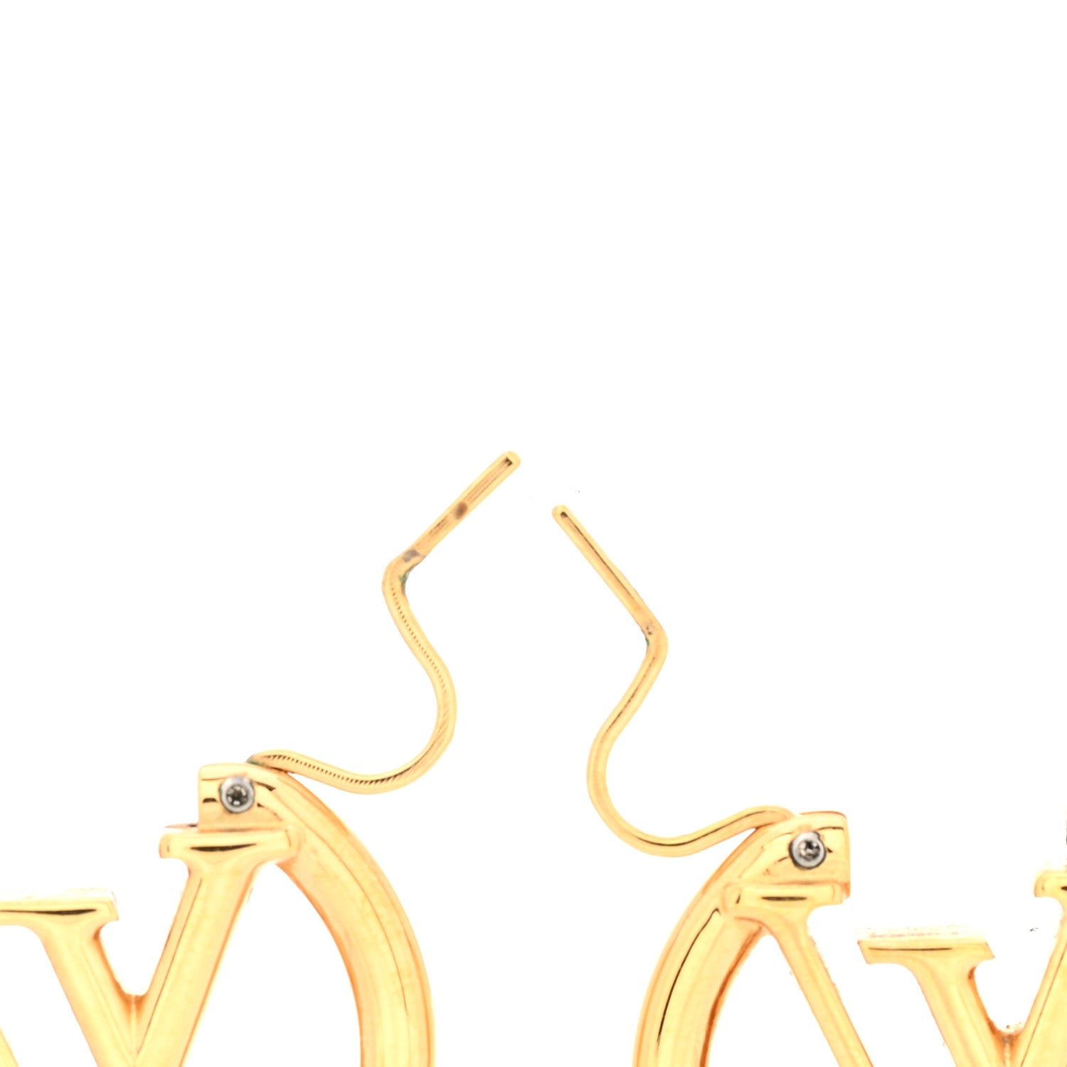 Louis Vuitton Metal Small Louise Hoop Earrings Gold 3 of 5