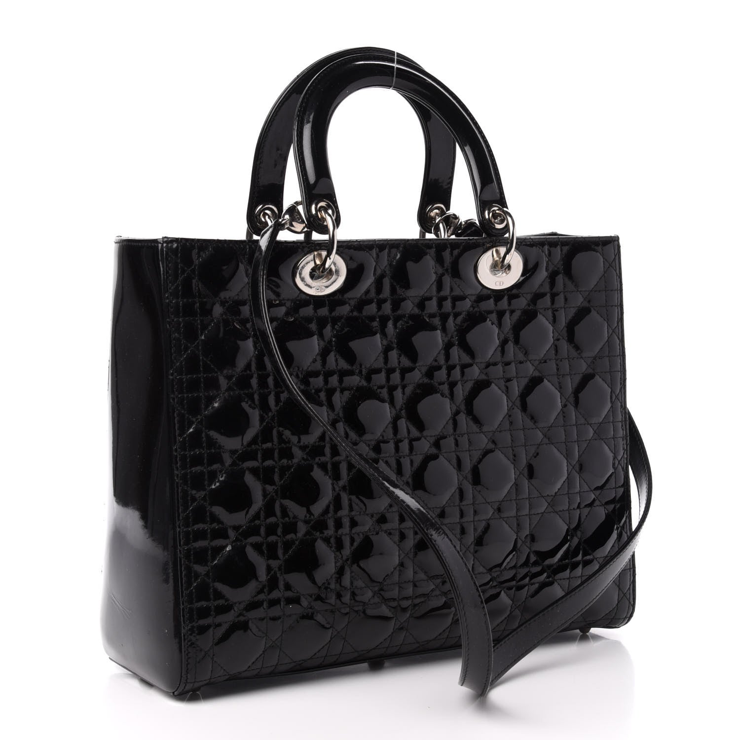 Christian Dior Patent Cannage Large Lady Dior Black 4 of 12