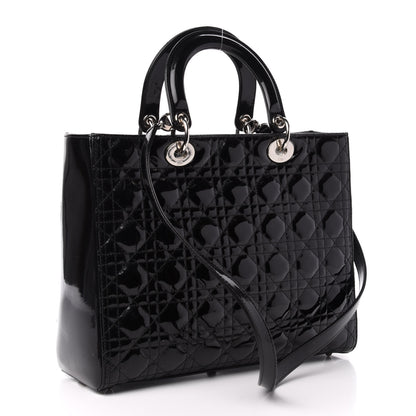 Christian Dior Patent Cannage Large Lady Dior Black 4 of 12