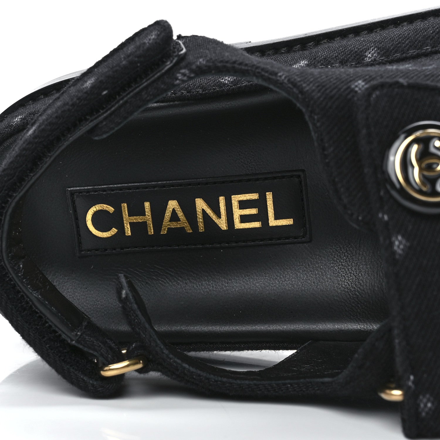 Chanel Fabric CC Velcro Dad Sandals 40 Black 7 of 9