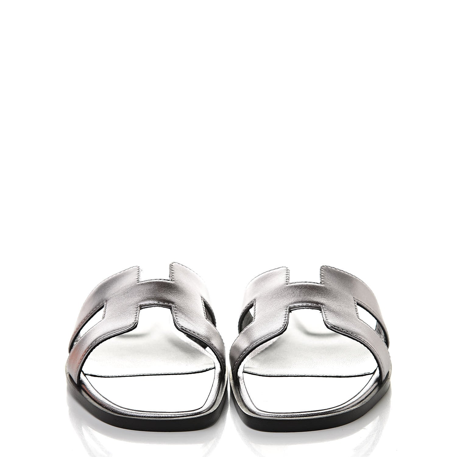 Hermes Metallic Nappa Oran Sandals 36 Argent 2 of 8