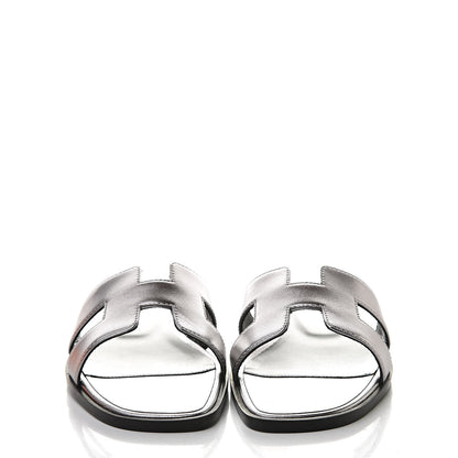 Hermes Metallic Nappa Oran Sandals 36 Argent 2 of 8