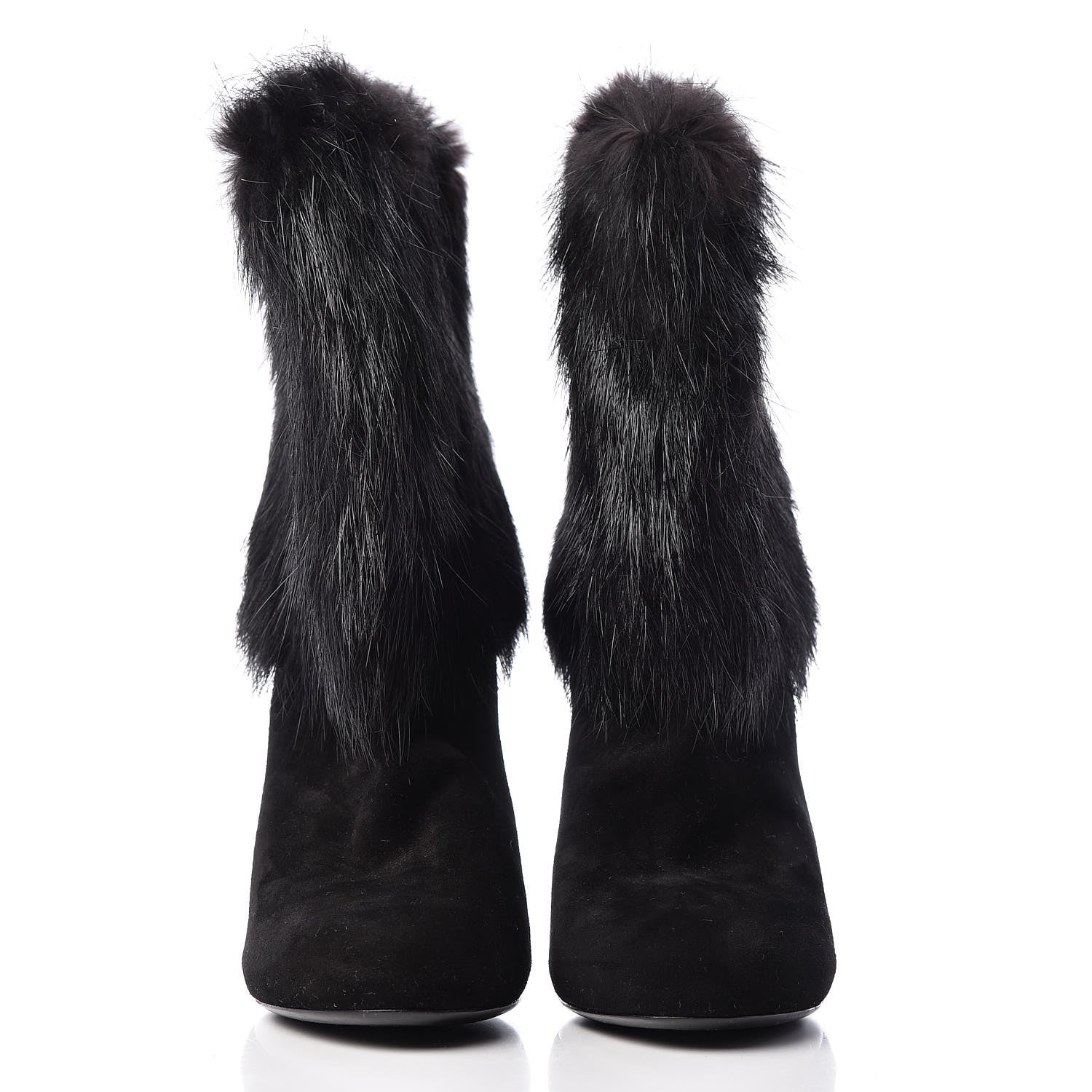Louis Vuitton Suede Beaver Fur Glam Ankle Boots 39 Black 2 of 8