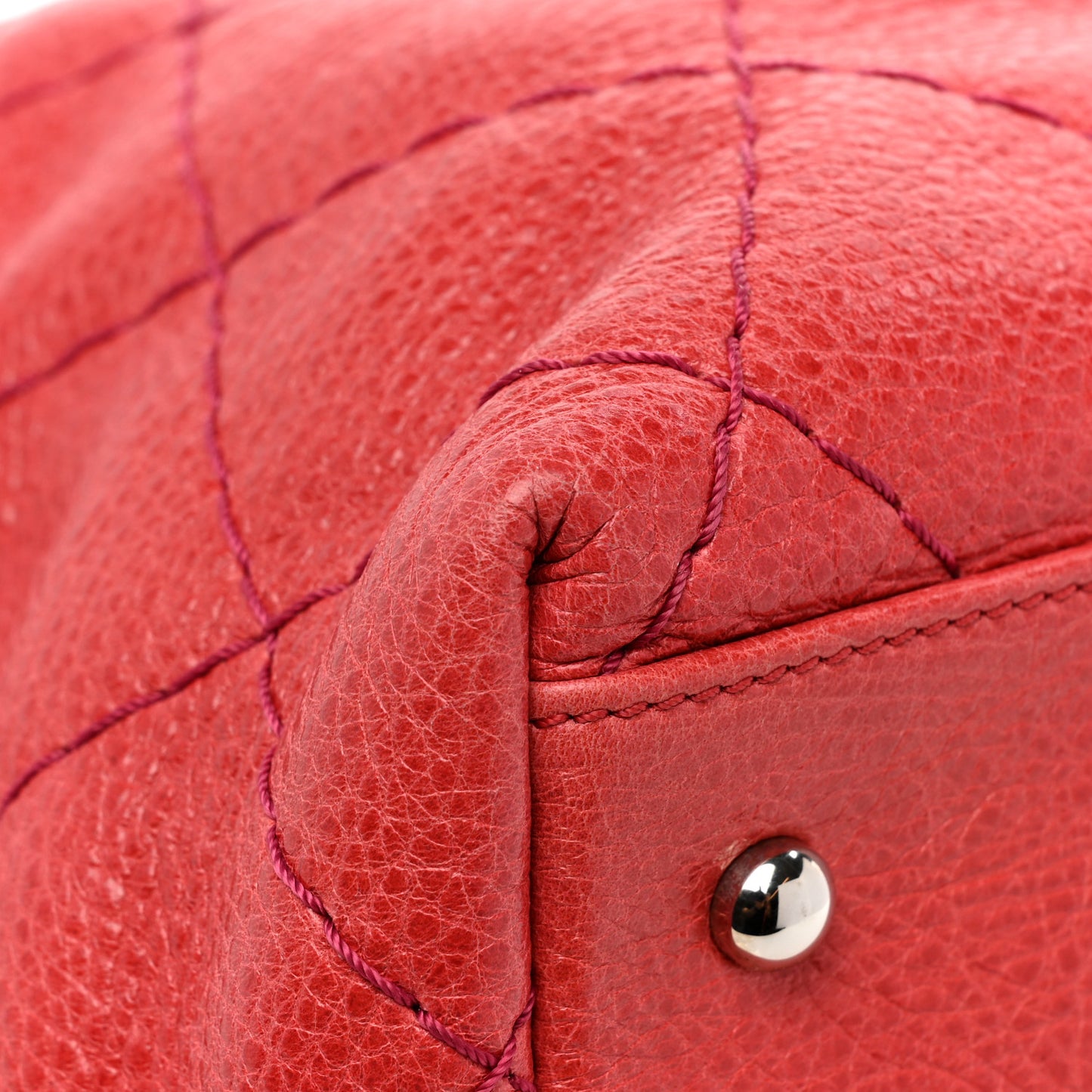 Glazed Calfskin Large On The Road Tote Red