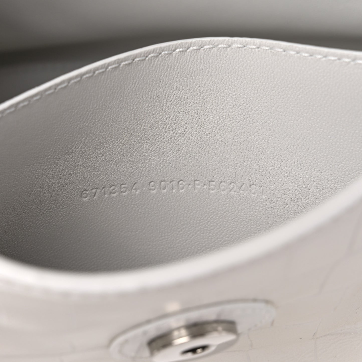 Extra Supple Calfskin Crocodile Embossed M Downtown Shoulder Bag White