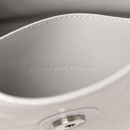 Balenciaga Extra Supple Calfskin Crocodile Embossed M Downtown Shoulder Bag White 8 of 14