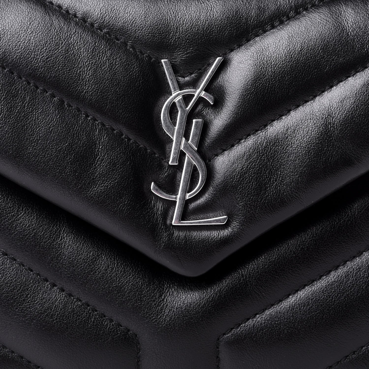 Saint Laurent Calfskin Y Quilted Monogram Toy Loulou Crossbody Bag Black 11 of 12