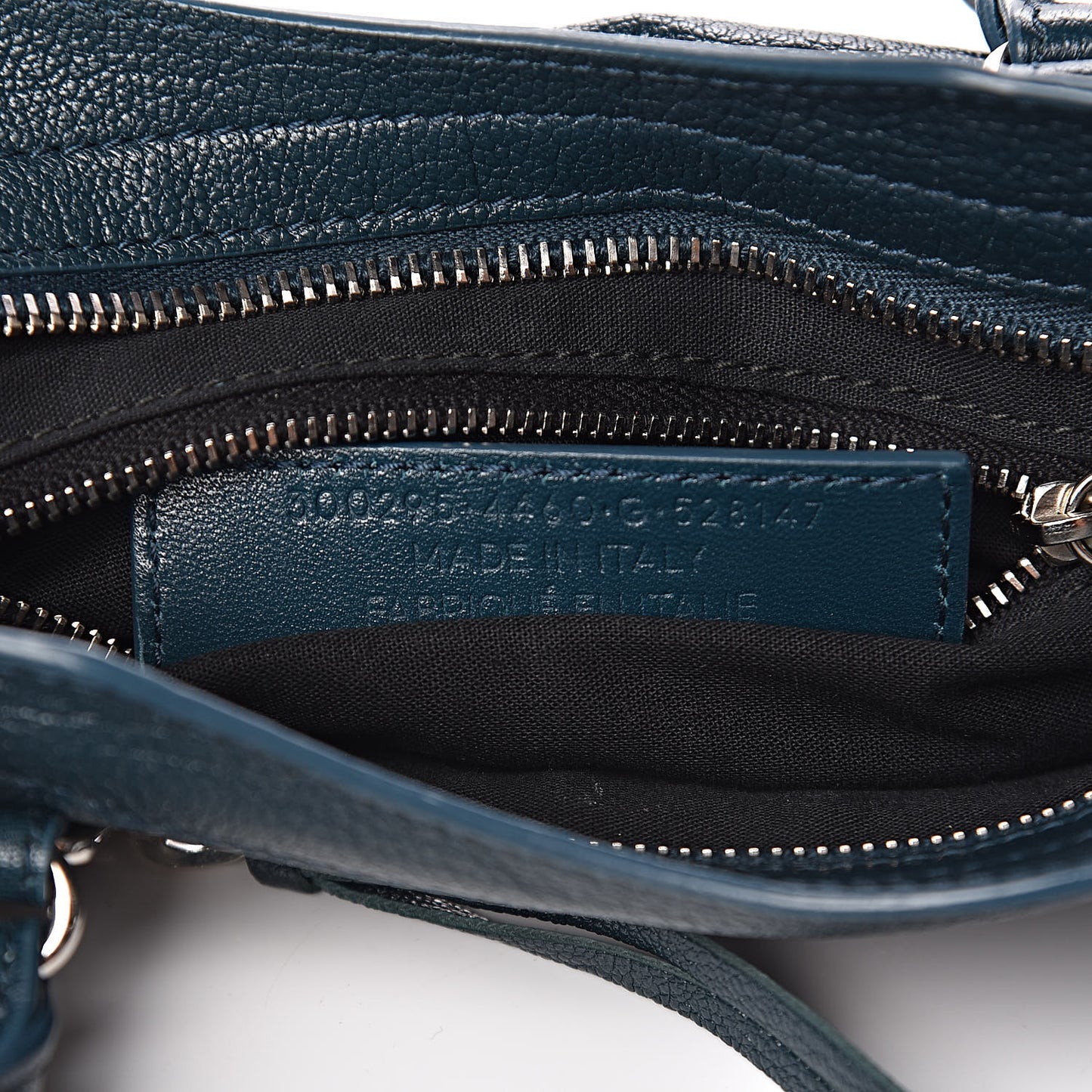 Chevre Silver Metallic Edge Hardware Mini City Bleu Paon