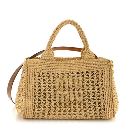 Miu Miu Fabric Crochet Knit Tote Beige 1 of 12