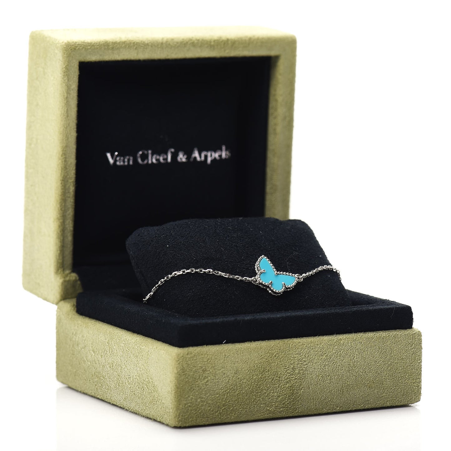 18K White Gold Turquoise Sweet Alhambra Butterfly Bracelet