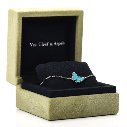 Van Cleef & Arpels 18K White Gold Turquoise Sweet Alhambra Butterfly Bracelet 5 of 5