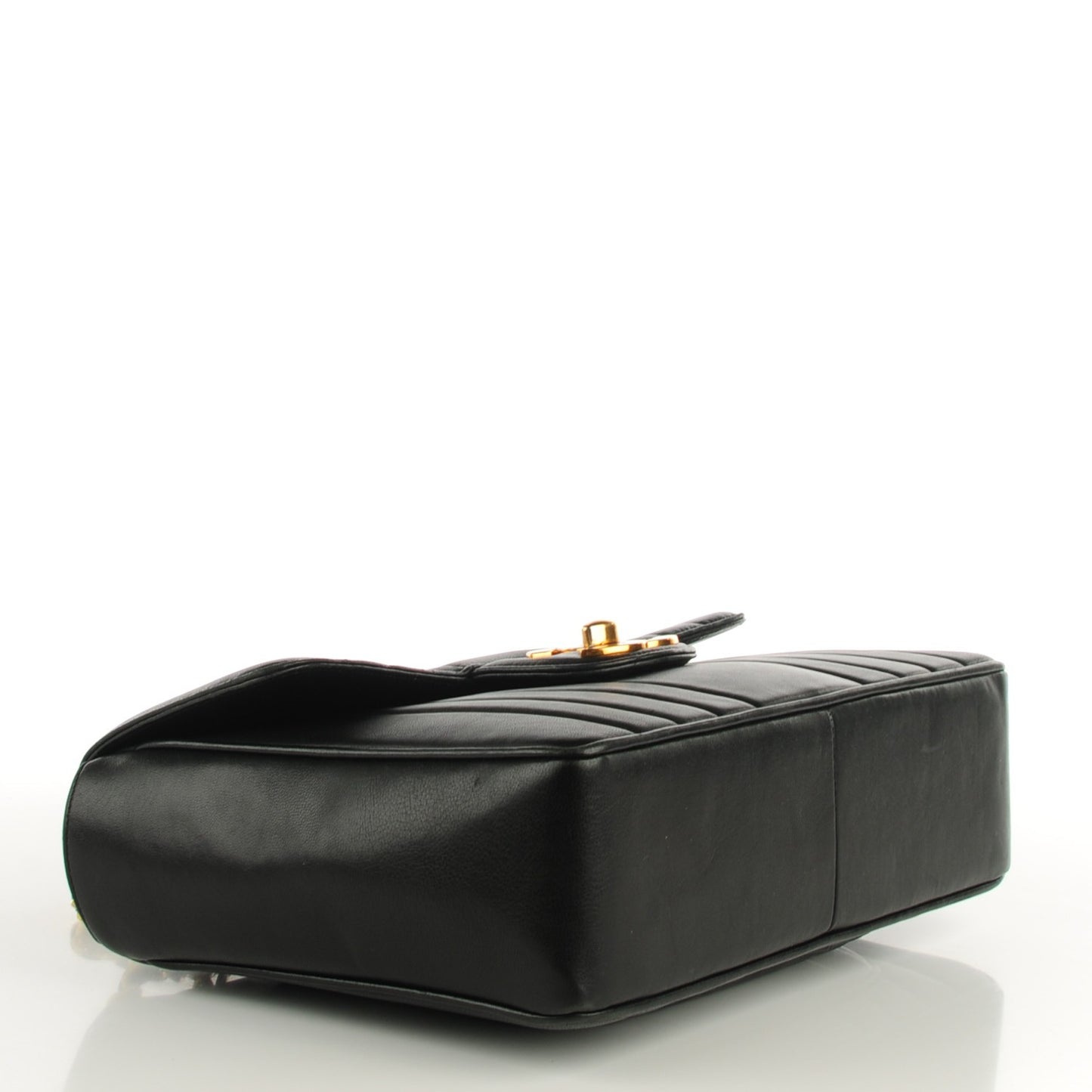 Lambskin Vertical Quilt Jumbo Flap Black