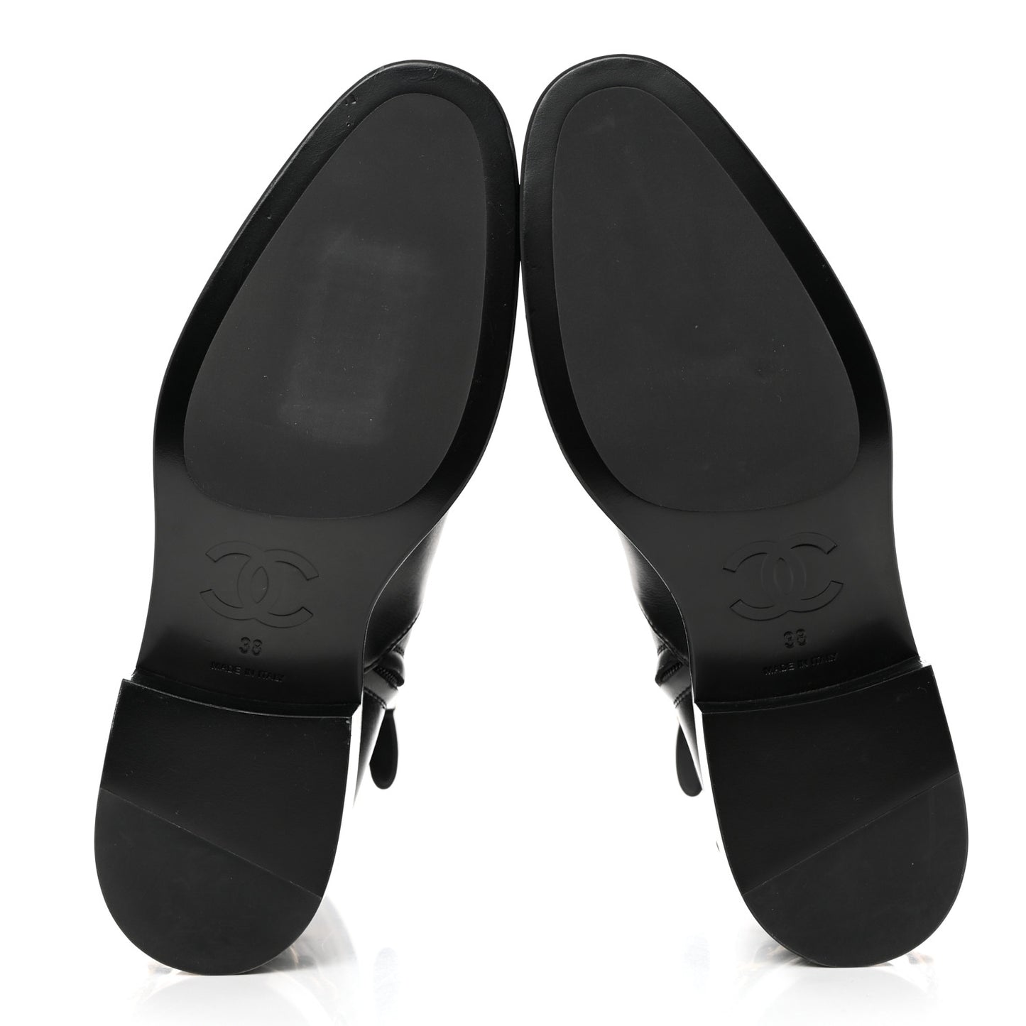 Calfskin Chain Short Boots 38 Black