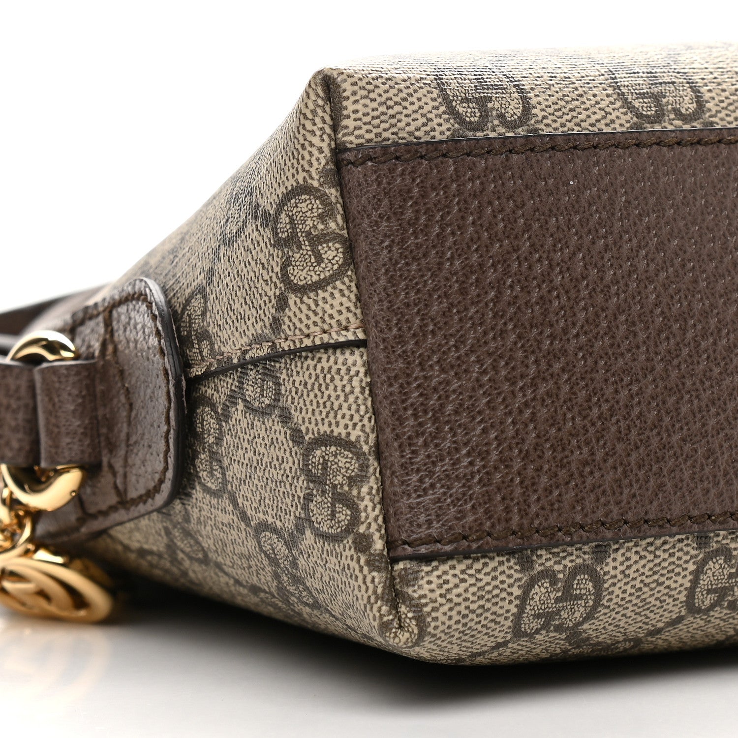 Gucci GG Supreme Monogram Textured Dollar Calfskin Web Small Ophidia Dome Shoulder Bag Beige Ebony New Acero 8 of 9