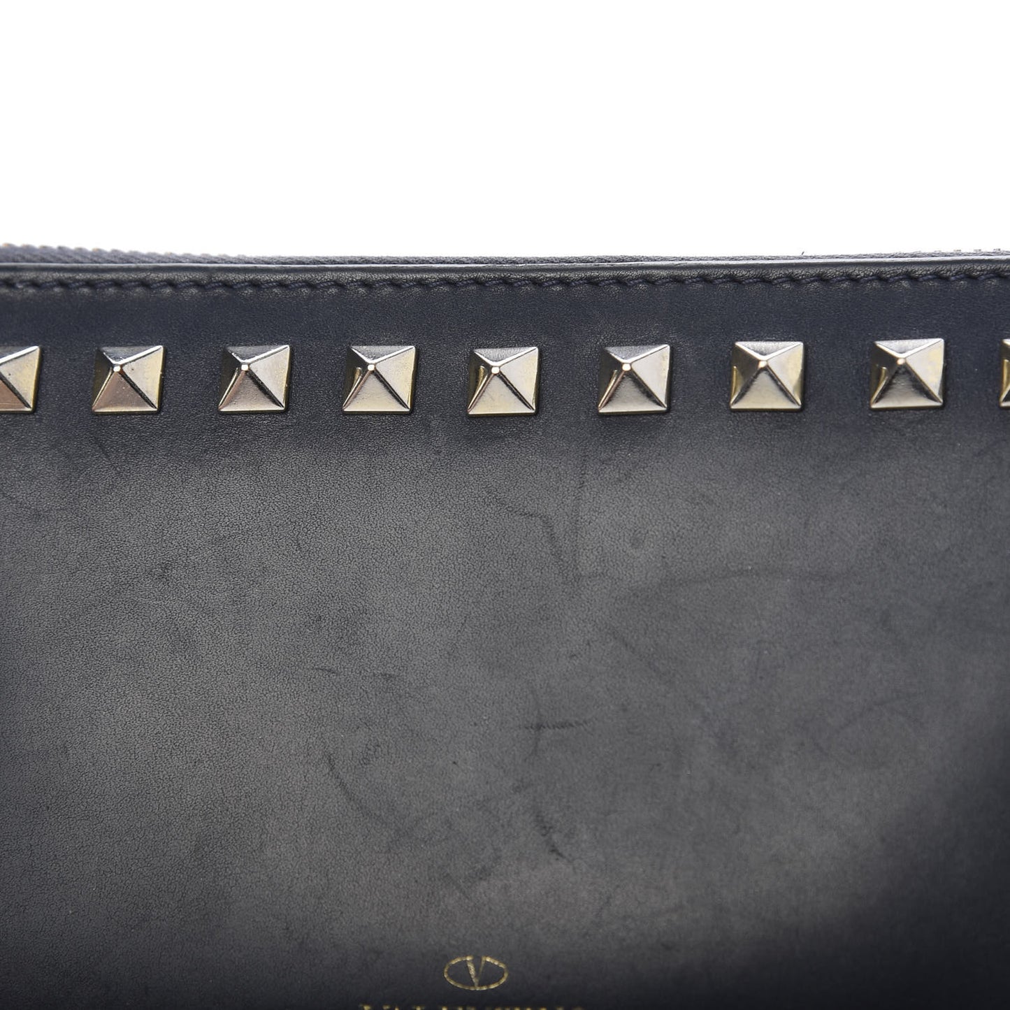 Calfskin Rockstud Zip Around Wallet Marine
