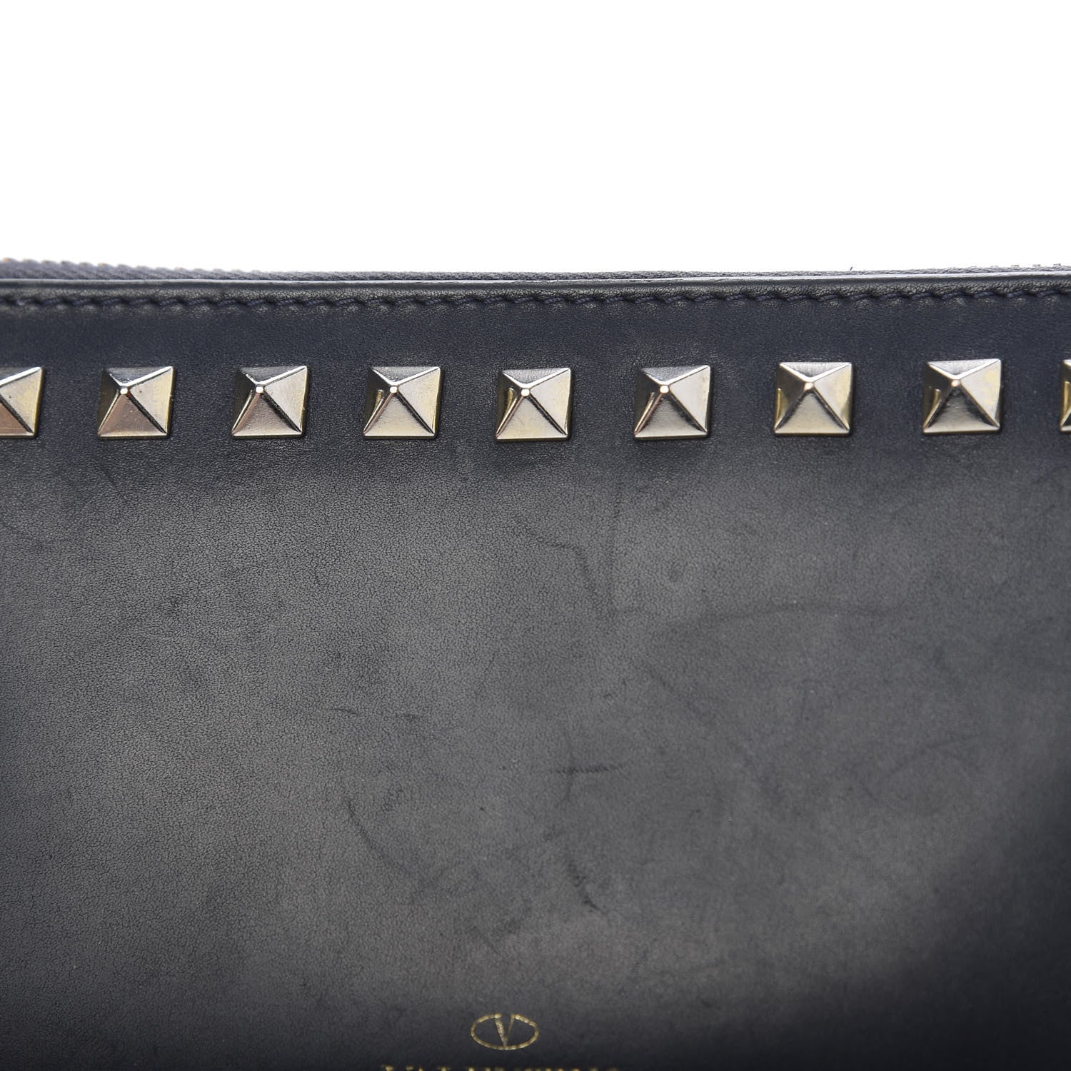 Valentino Garavani Calfskin Rockstud Zip Around Wallet Marine 12 of 13