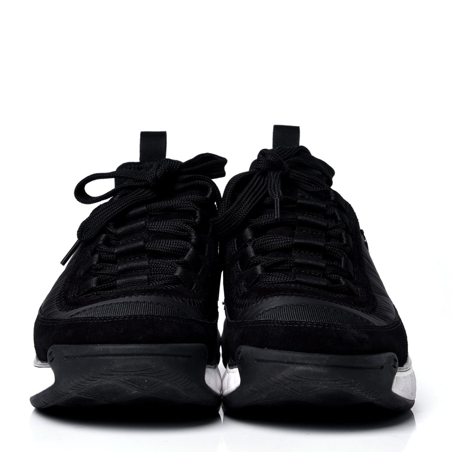 Velvet Calfskin Mixed Fibers CC Sneakers 37 Black