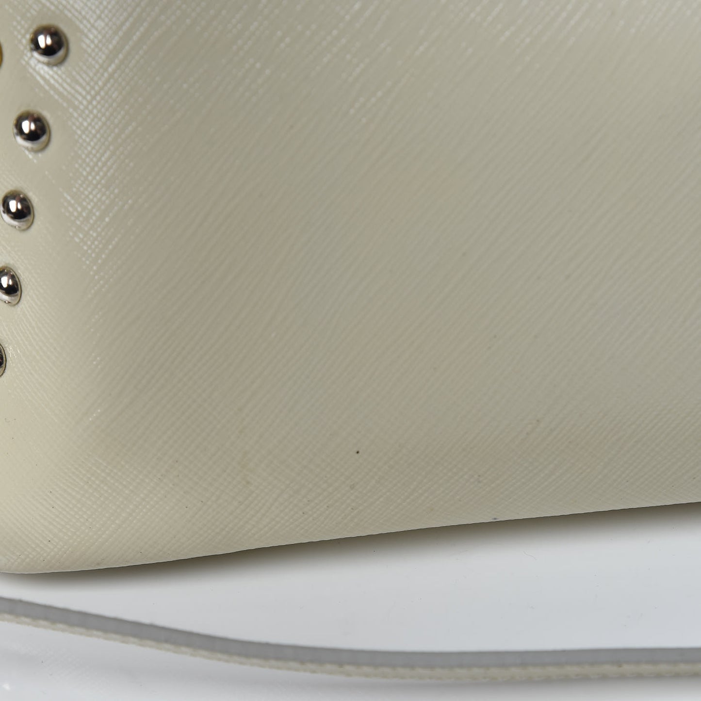 Saffiano Vernice Crystal Pyramid Bag Talco