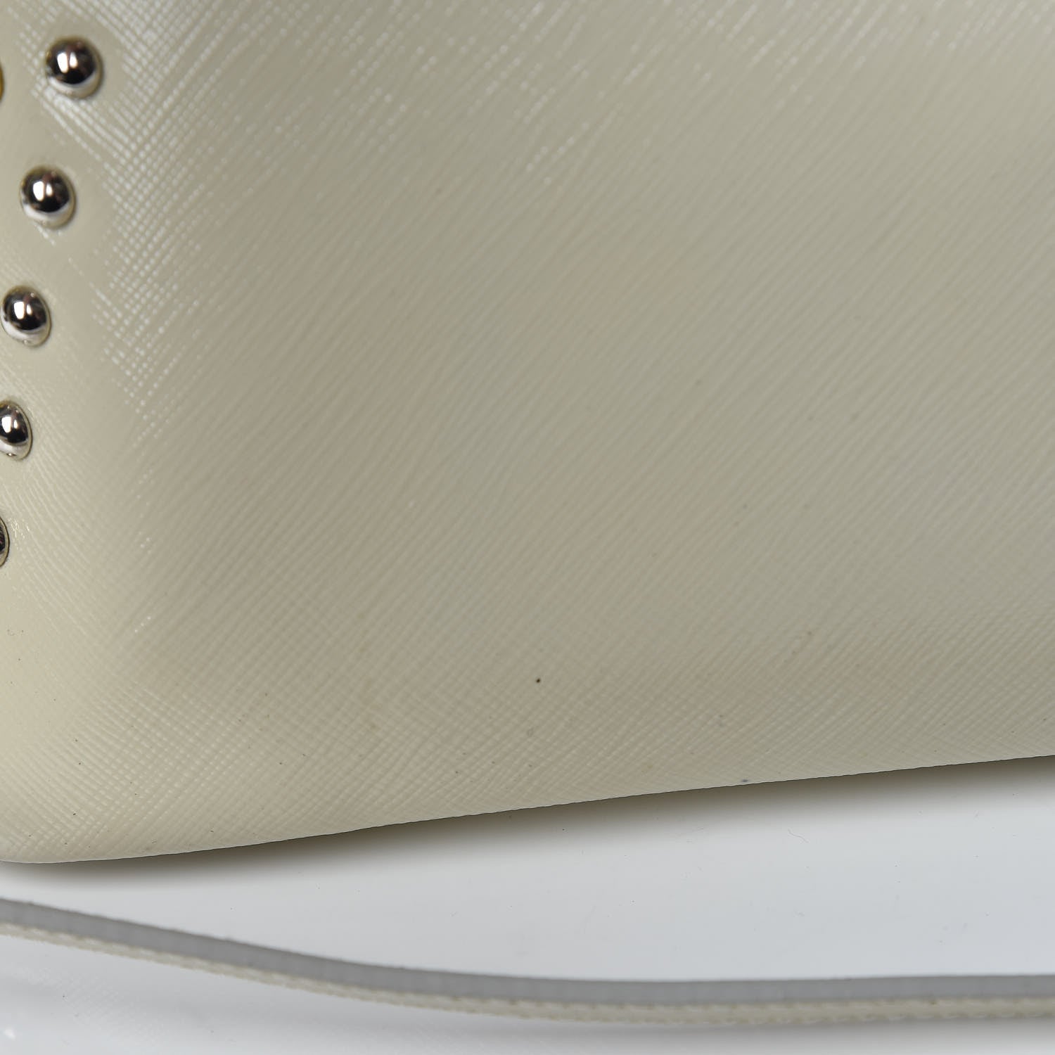 Prada Saffiano Vernice Crystal Pyramid Bag Talco 13 of 17