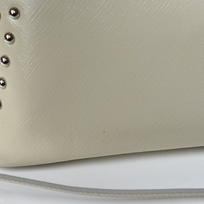 Prada Saffiano Vernice Crystal Pyramid Bag Talco 13 of 17