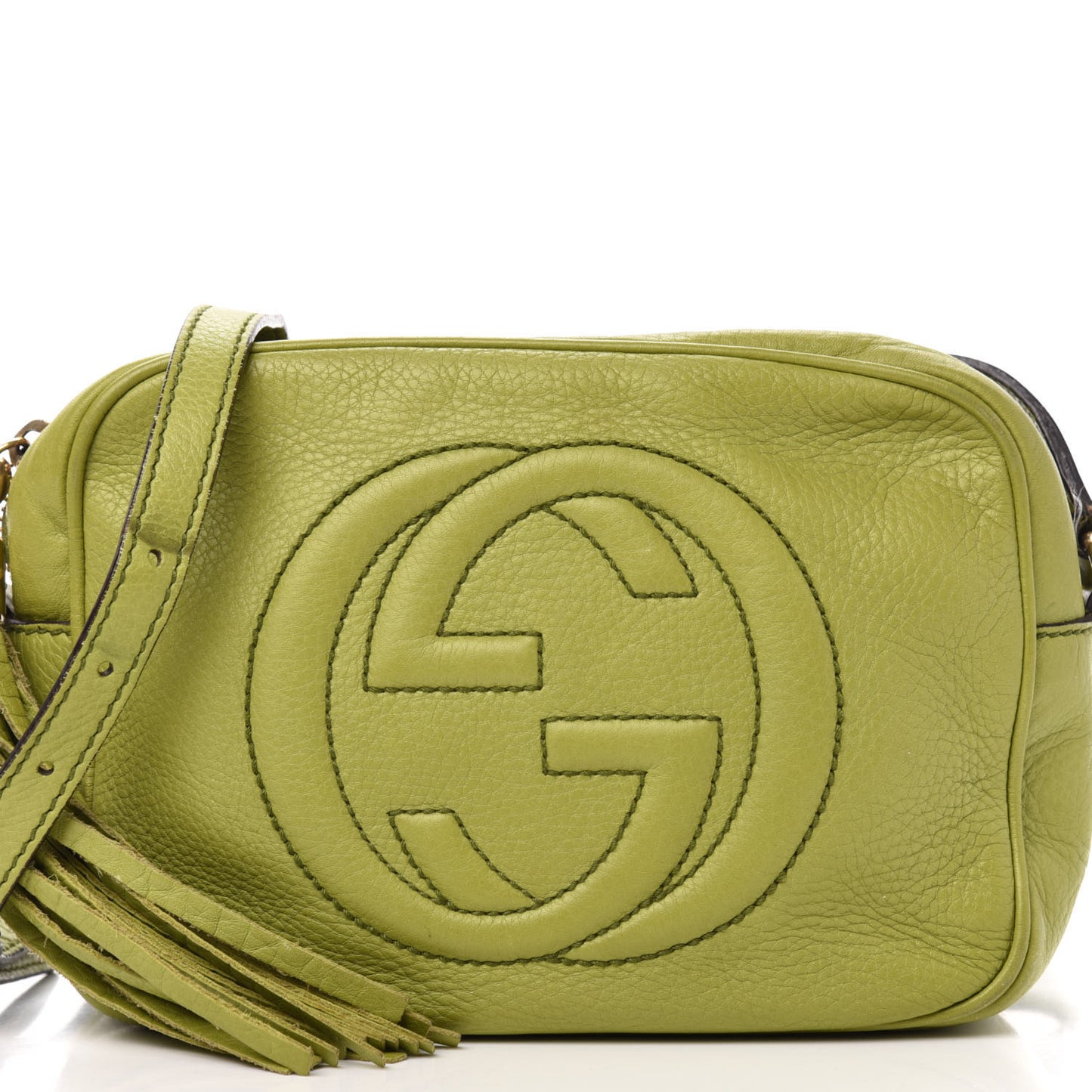 Pebbled Calfskin Small Soho Disco Bag Green