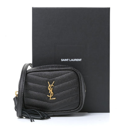 Saint Laurent Grain De Poudre Matelasse Monogram Baby Lou Camera Bag Black 8 of 9