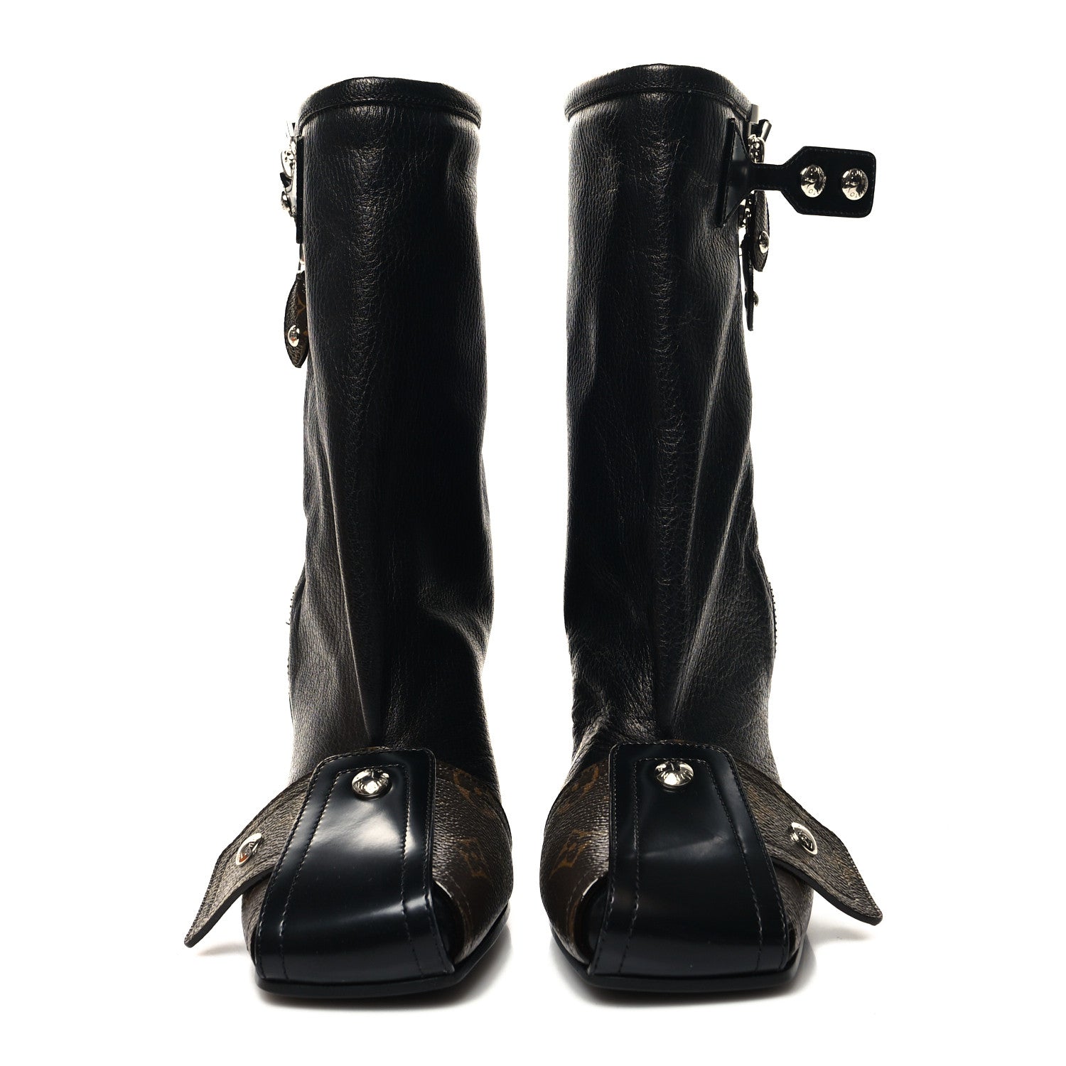 Louis Vuitton Calfskin Monogram Patti Wedge Half Boots 40 Black 3 of 12